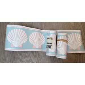 Vintage Pink Scallop Shell Wallpaper Border - Coastal Coquette Grandmillennial B